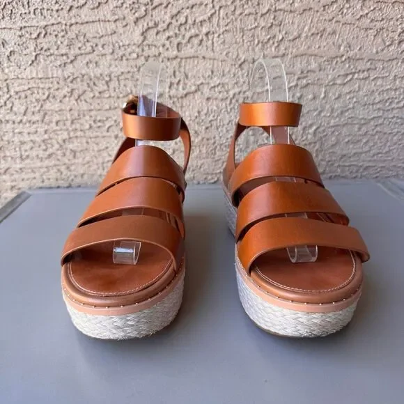 FitFlop Eloise Wedge Sandals Womens Size 8 Tan Platform Espadrille Strappy Shoes - Picture 2 of 16